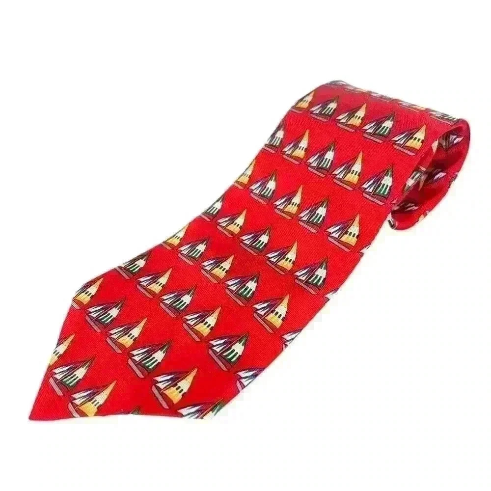 Brooks Brothers Silk Men's Tie - Red‎ Makers Necktie Sailboats